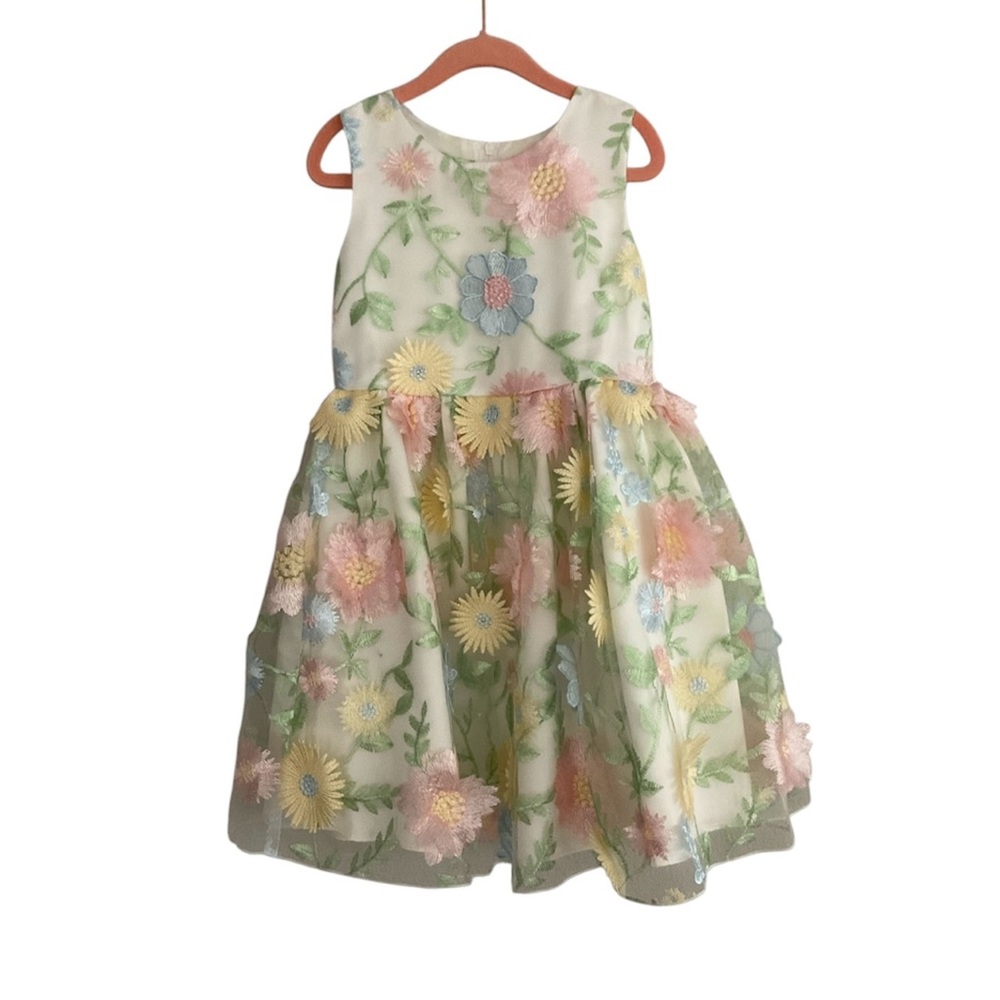 Rare Editions Floral Embroidered Little Girl’s Dress
